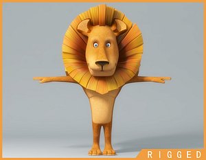 3d cartoon lion rigged model