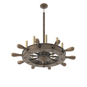 English Ship Wheel Chandelier PBR