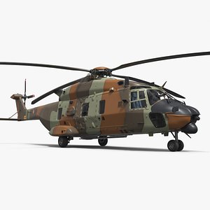 Tactical Support Helicopter Camo with Interior Rigged for Maya