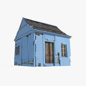 3D Medieval architectural small wooden houses