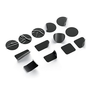 Black Stickers Set - 13 adhesive round and square sticky labels