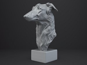 3D Borzoi Dog Bust