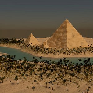 3d pyramids giza scene model
