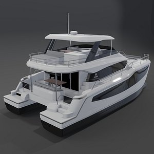 3D Aquila 50 3D Power Catamaran Yacht model