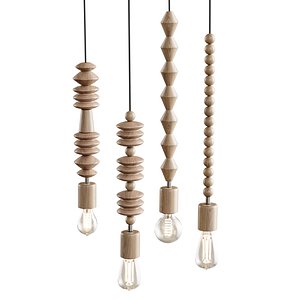 Nordic Wooden Geometric Beads Pendant Lamp