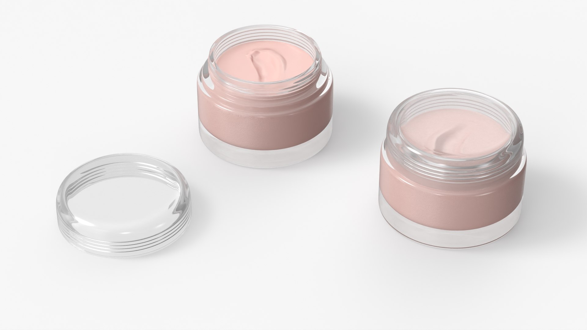 Moisturizing Cream Jar with Cosmetic Cream Open 3D model preview