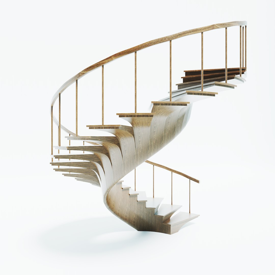 3D Curved Stairs Model - TurboSquid 1813293