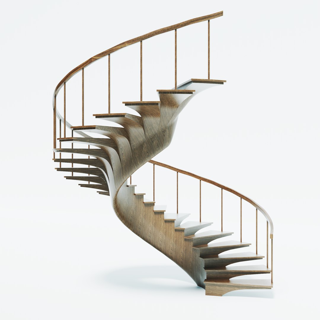 3D Curved Stairs Model - TurboSquid 1813293