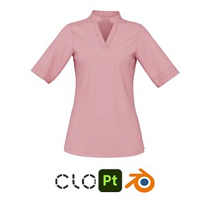 Female Tunic with Mandarin Collar 3D Model