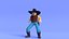 Minimal Cowboy 3D Cartoon Character