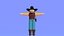 Minimal Cowboy 3D Cartoon Character