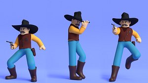 Minimal Cowboy 3D Cartoon Character