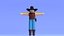Minimal Cowboy 3D Cartoon Character
