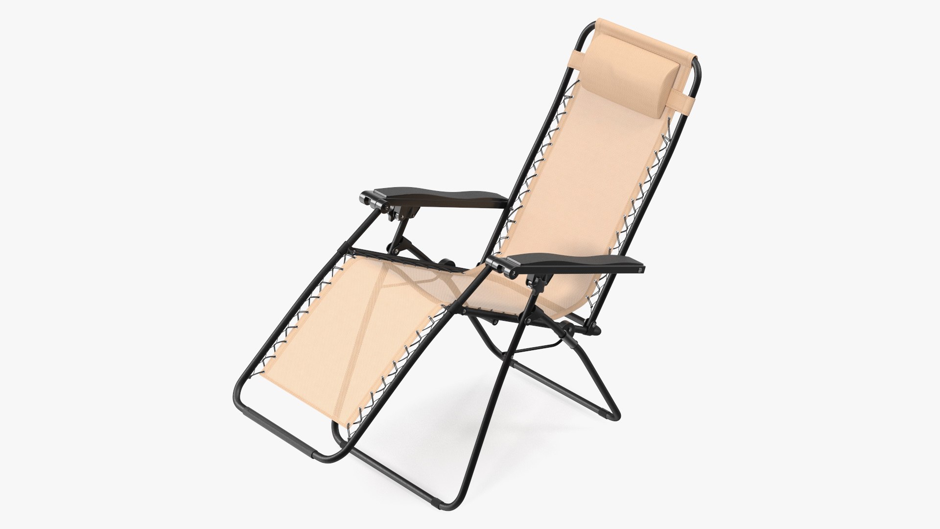 Folding Lounge Chair Beige 3D model preview