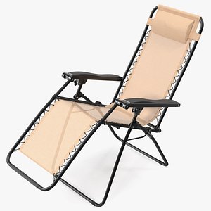 Folding Lounge Chair Beige 3D model
