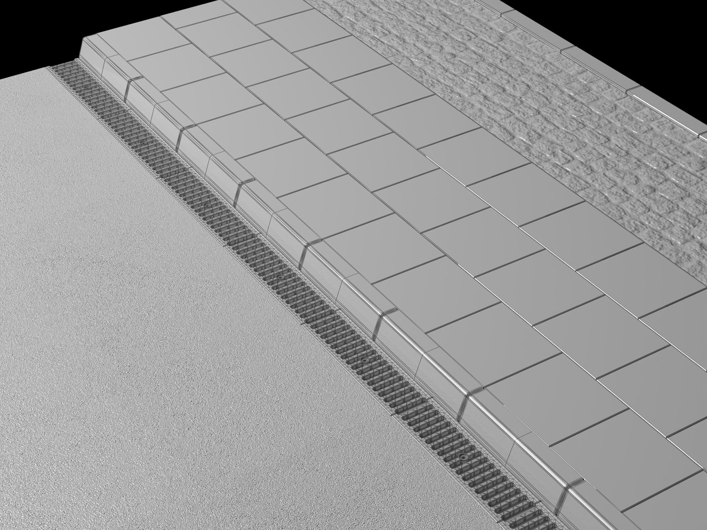 3D Modular Sidewalk Pavement And Road Drainage System Model ...