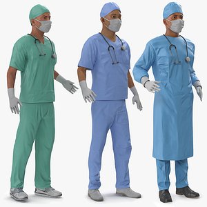 3D model male rigged surgeons