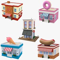 5 Shops And Buildings Collection - 3D Models