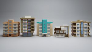 3D model LOW POLY BUILDING COLLECTION 01