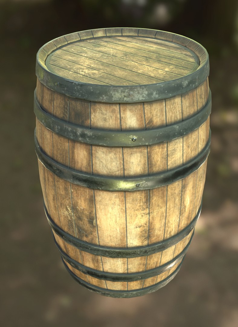 Ready Wooden Barrel Pbr 3d Model