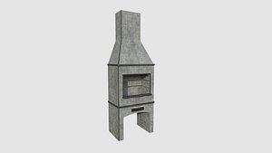 Brazilian Barbecue Grill 07 Concrete Brick - Interior Design 3D model
