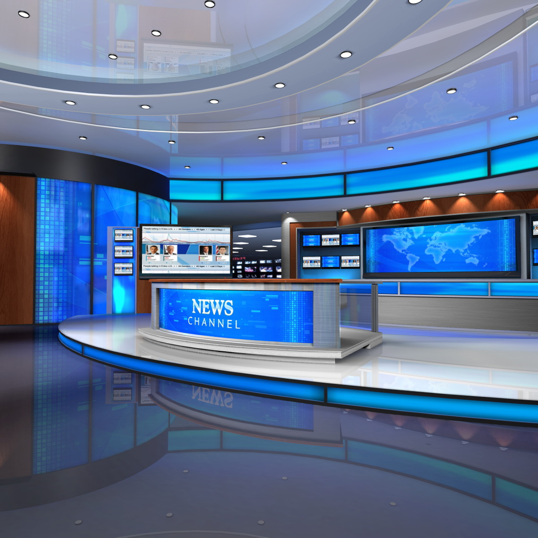 3d virtual set news studio model