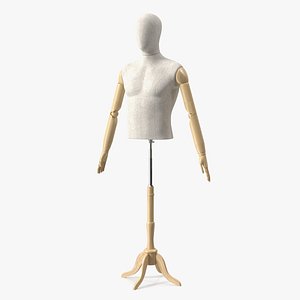 3D Male Flexible Half Body Mannequin Torso with Wooden Base