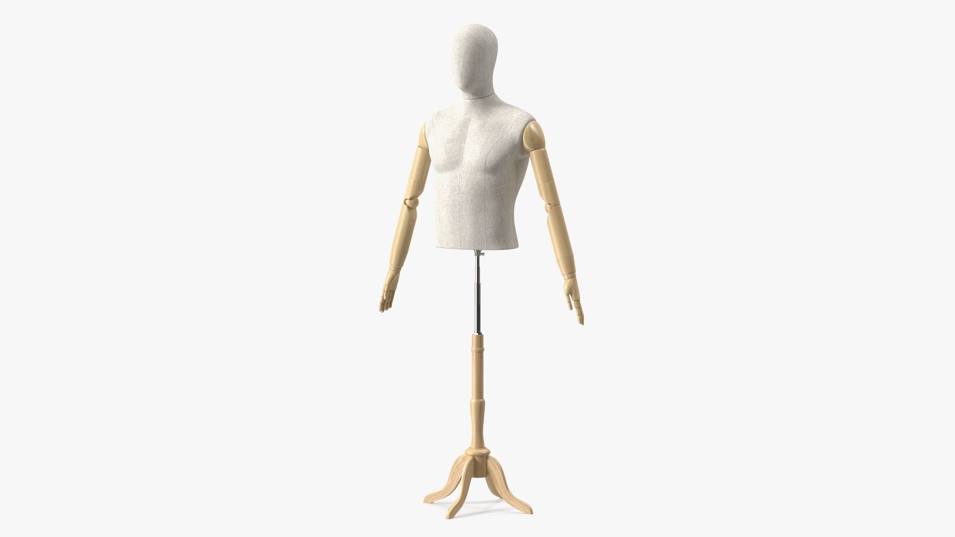 Male Flexible Half Body Mannequin Torso with Wooden Base 3D model preview
