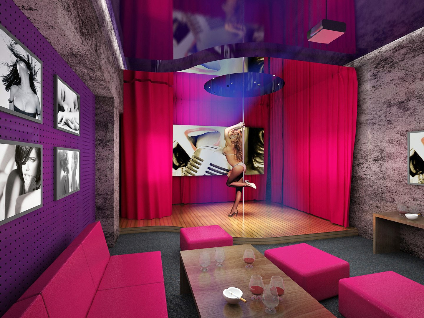 3dsmax Interior Strip Cafe Bar