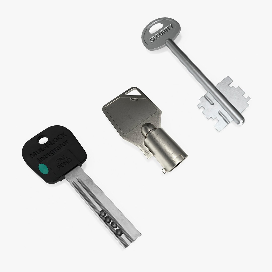 Door Lock Keys Collection 3D model preview