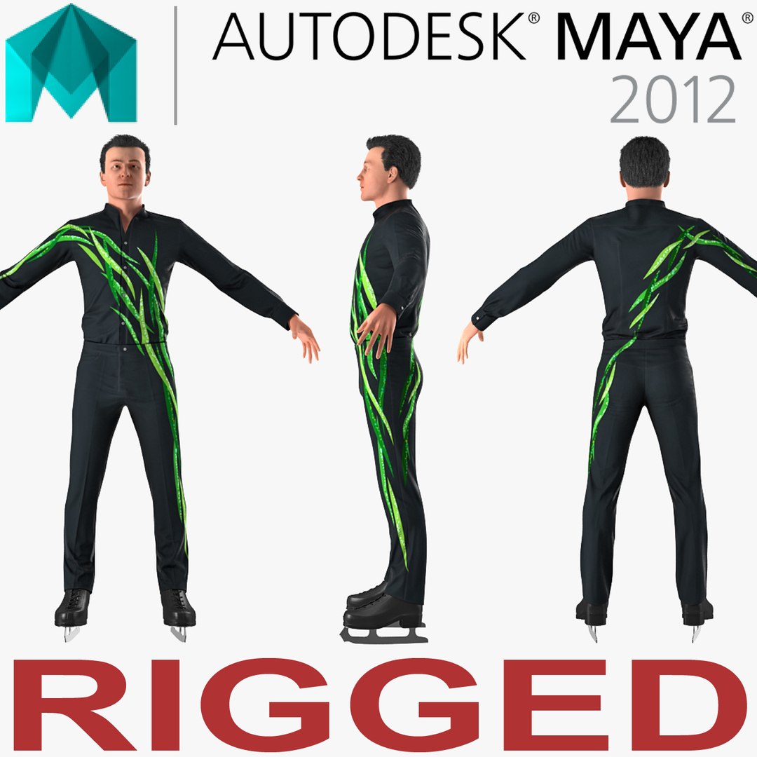 Male Figure Skater Rigged 2 for Maya 3D model preview