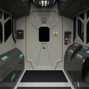 interior spaceship corridor right 3D