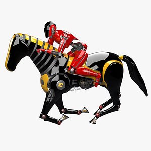 Robot Horse and Jockey Rigged