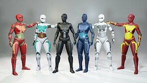 Warrior Girl in the Sci-fi Armor Game Ready