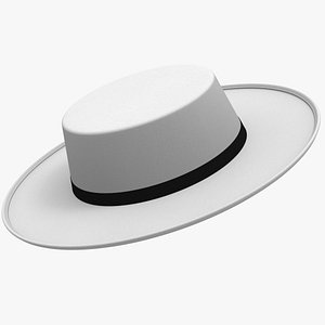 white boater hat 3D model