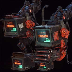 2 Cyberpunk Monitors-C4D-Octane-Redshift