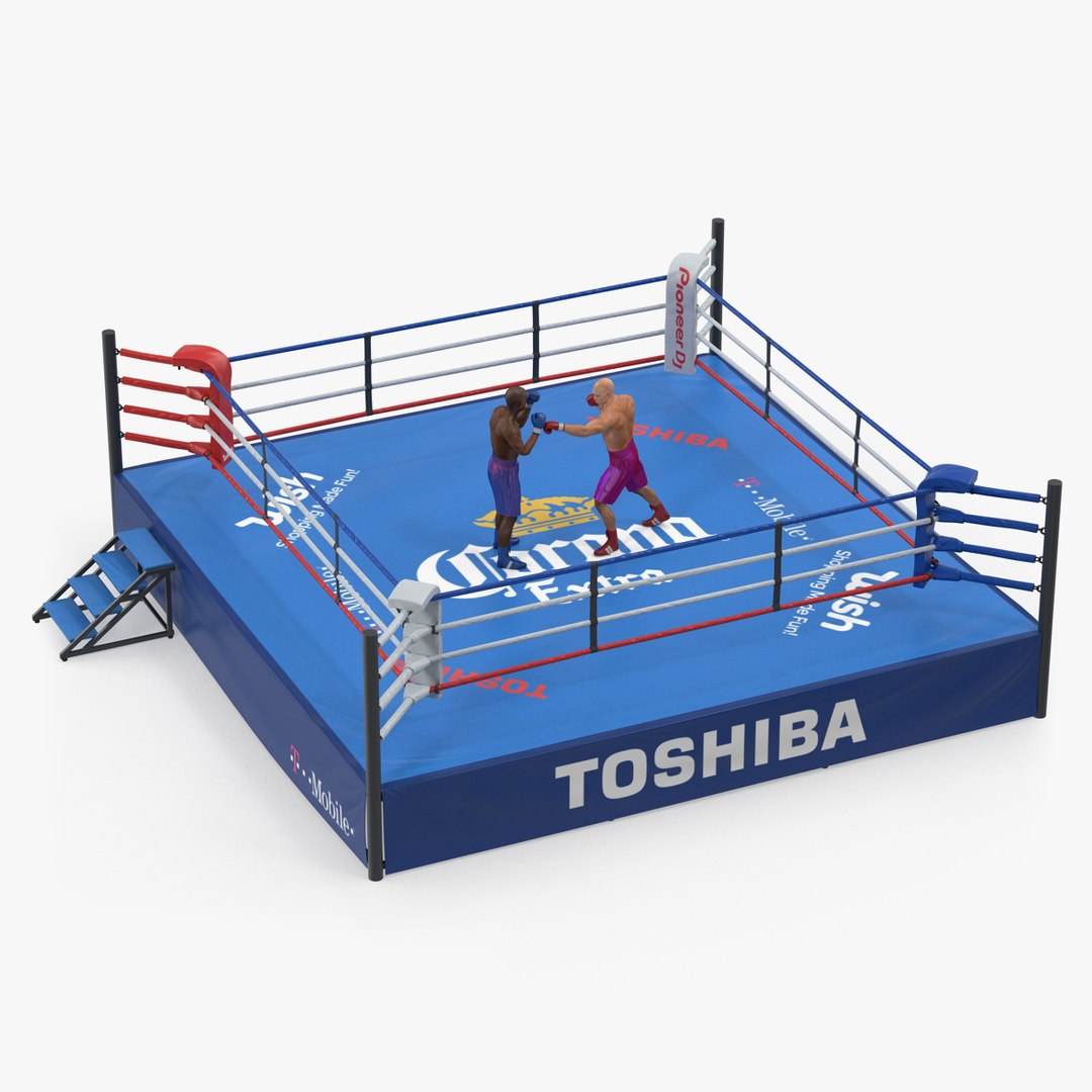 Boxers Fighting In Boxing Ring 3D Model 3D model preview