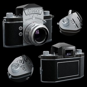 3D model vintage photo camera exa