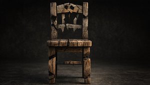3D model broken wooden chair