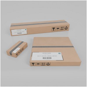Flat and Slim Packaging Box Trio - Rigged and Customizable