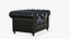 Divano Chesterfield Tavolo in pelle nera realistico ottomano
