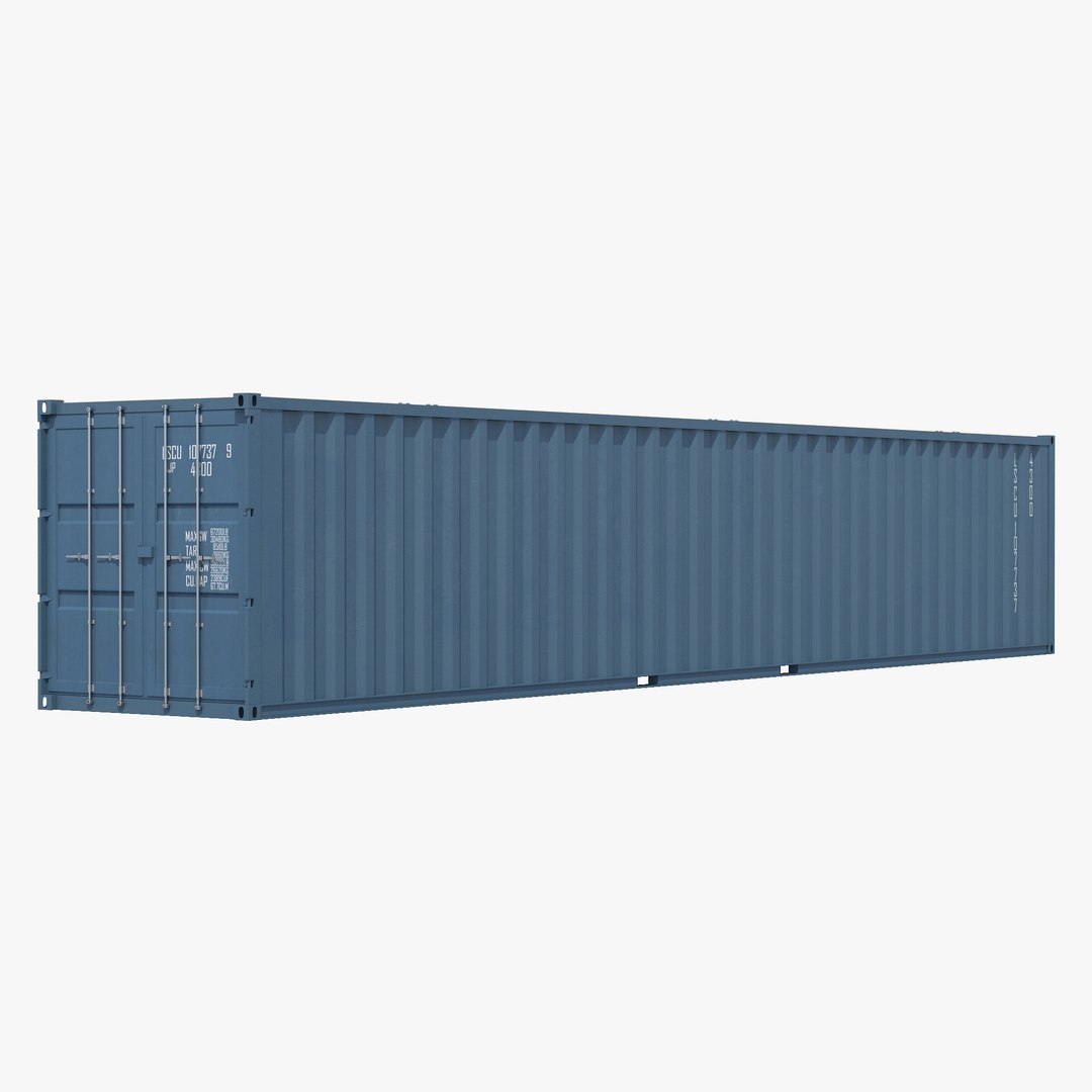 48 ft Shipping ISO Container Blue 2 3D model preview