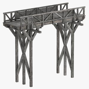 3D model Medieval Wooden Bridge Tileable Section
