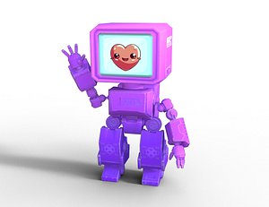 Stylized Love Assistant Robot Fully Rigged  and PBR 3D model
