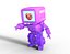 Stylizowany robot-asystent miłosny, w pełni uzbrojony i PBR