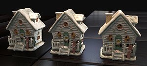 3D white christmas house 2020 model