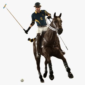 3D Male Polo Player Animated HQ model