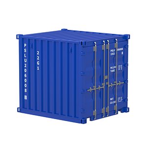 8ft Shipping Container blue 3D model