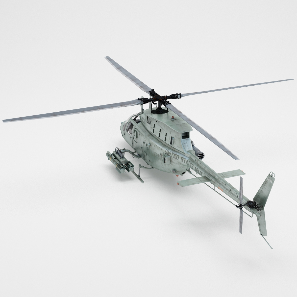 military heli bell oh 3d model