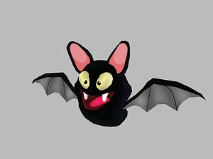 3D black bat cartoon model